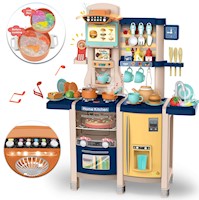 Juguete Set de Cocina Con vapor Luz y Sonido 65 pcs Azul