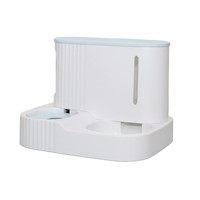 ALIMENTADOR DISPENSADOR DE COMIDA AUTOMÁTICO PARA GATOS Y PERROS ESTILO COLUMNA ROMANA COLOR BLANCO/CELESTE