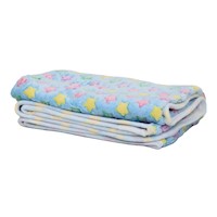 MANTA PARA CAMA DE MASCOTA SUAVE DE TERCIOPELO CÁLIDO LIBRE DE BPA MODELO ESTRELLA COLOR CELESTE 80X50CM