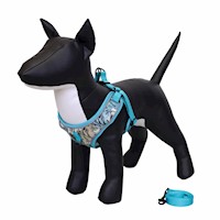 PECHERA PARA PERROS CON ESTAMPADO ATIGRADO CELESTE TALLA M