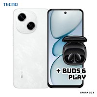 CELULAR TECNO SPARK GO 1 3GB RAM 64GB ROM - GLITTERY WHITE + BUDS 6 PLAY