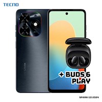 CELULAR TECNO SPARK GO 2024 3GB RAM 64GB ROM - GRAVITY BLACK + BUDS 6 PLAY