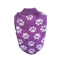 Chompa de lana hipoalergénica huellitas lila talla 6