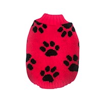 Chompa de lana hipoalergénica huellitas rojo talla 0