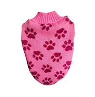 Chompa de lana hipoalergénica huellitas rosado talla 1