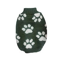 Chompa de lana hipoalergénica huellitas verde talla 0