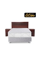 Dormitorio daguvas cabecera 2 plazas+colchón+base+2 veladores+2 almohadas f600