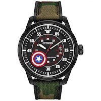 Reloj Citizen Eco Drive Marvel Captain America AW1367-05W Solar Acero Inoxidable Dial Negro