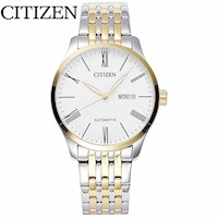 Reloj Citizen NH8354-58A Automatico Fecha Acero Inoxidable Dorado Plateado Dial Blanco