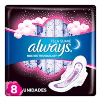 Always Toallas Higiénicas Noches Tranquilas Tela Suave 8 un