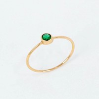 ANILLO PUNTO LUZ CIRCON ESMERALDA ORO 18K