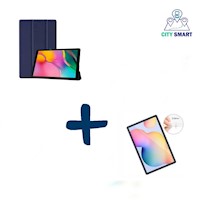 Flip Cover Para Samsung S6 Lite y Mica de Vidrio - Azul