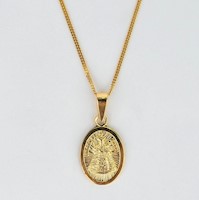 CADENA PANCER CON DIJE VIRGEN DE CHAPI  PLATA 95O CON BAÑO DE ORO 18K