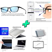 Skin 3 en 1 p/ Laptop + Lentes p/ Computadora con filtro azul