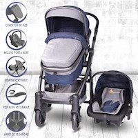 COCHE TRAVEL SYSTEM CON SILLA PORTABEBE EBABY «TAINY DELUXE» BLUE