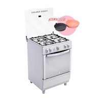 COCINA COLDEX CX621 INOX 4 HORNILLAS+REGALO SET 2 BANDEJAS DE SILICONA CORAL BEHOME