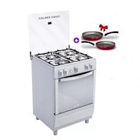 COCINA COLDEX CX621 INOX 4 HORNILLAS+ REGALO PACK SART N°22-28 RECORD