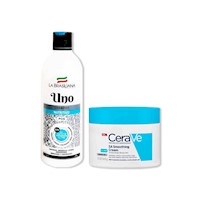 Shampo Uno + Cerave Crema Hidratante con urea SA Smoothing Cream 340g