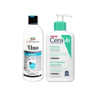 Shampo Uno + Cerave Gel Limpiador Espumoso Foaming Cleanser 236ml