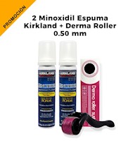 Minoxidil Espuma Kirkland  2 unid + Derma roller
