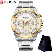 Reloj Hombre Curren Correa de Acero Plateado con Dorado CUR-37