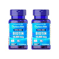 2 Biotin ultra mega 10,000 mcg - Puritan's pride 100 tabletas