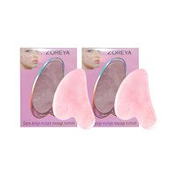 2 Gua Sha Piedra natural Cuarzo rosa Jade