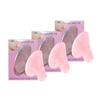 3 Gua Sha Piedra natural Cuarzo rosa Jade