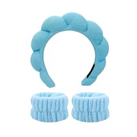 DIADEMA DE BAÑO + PULSERAS DE MUÑECA (CELESTE)