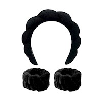 DIADEMA DE BAÑO + PULSERAS DE MUÑECA (NEGRO)