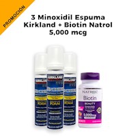 3 Minoxidil Espuma Kirkland + 1 Biotin Natrol 5000 mcg