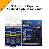 3 Minoxidil Espuma Kirkland + Afeitador SONAR 3EN SN6020