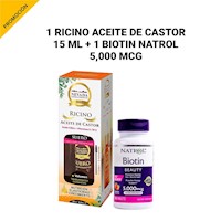 1 Ricino Aceite de Castor 15 ML + 1 Biotin Natrol 5,000 MCG