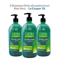 3 Shampoo Ortin alta potencia en sábila - La Cooper 1lt