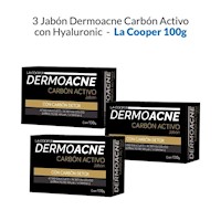 3 Jabón Dermoacne Carbón Activo con Hyaluronic - La Cooper 100g