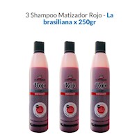 3 Shampoo Matizador Rojo - La Brasiliana 250Gr