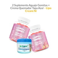 2 Suplemento Aguaje Gomitas + Crema Quemador Tapa Azul Lipo Cream