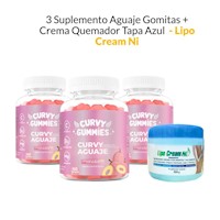 3 Suplemento Aguaje Gomitas + Crema Quemador Tapa Azul Lipo Cream