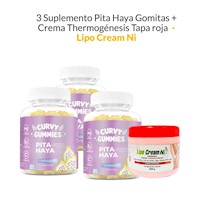 3 Suplemento Pita Haya Gomitas + Crema Thermogénesis Tapa roja Lipo Cream