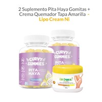 2 Suplemento Pita Haya Gomitas + Crema Quemador Tapa Amarilla Lipo Cream
