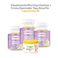 3 Suplemento Pita Haya Gomitas + Crema Quemador Tapa Amarilla Lipo Cream