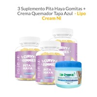 3 Suplemento Pita Haya Gomitas + Crema Quemador Tapa Azul Lipo Cream