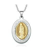 Collar medalla católica de la virgen de guadalupe de acero inoxidable