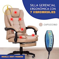 SILLA ERGONÓMICA GERENCIAL PARA OFICINA COLOR CAPUCCINO- 7 VIBROMASAJES