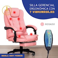 SILLA ERGONÓMICA GERENCIAL PARA OFICINA COLOR PALOROSA- 7 VIBROMASAJES