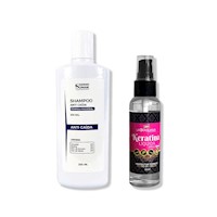 SHAMPOO ANTICAIDA SIN SAL 250ML + SPRAY BRILLO KERATINA LÍQUIDA 60ML