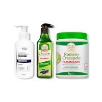 SHAMPOO KETOZINC 350ML + SHAMPOO ROMERO 320ML + TRATAMIENTO CAPILAR