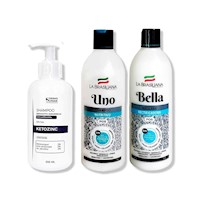 SHAMPOO KETOZINC 350ML + SHAMPOO UNO 500GR + MÁSCARA BELLA 500GR