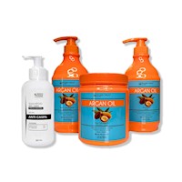 SHAMPOO ANTICASPA SIN SAL 350ML + PACK 3 ACEITE DE ARGÁN 1LT C/U