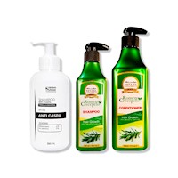 SHAMPOO ANTICASPA 350ML + SHAMPOO ROMERO 320ML + ACONDICIONADOR 500ML